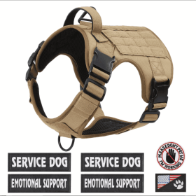 Hiphoppet US Local Tactical Service Dog Harness Vest Adjustable Reflective No Pulling Large Dog Harness With Metal Buckle (Option: Tan-M)