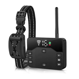 Wireless Electric Dog Fence Waterproof Pet Shock Boundary Containment System Electric Training Collar For Small Medium Large Dogs (Color: Black)