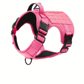 American Local Tactical Pet Boobs Service Dog Harness Vest Adjustable Reflective Dog Harness Metal Buckle Hiking Training (Option: Pink-M)